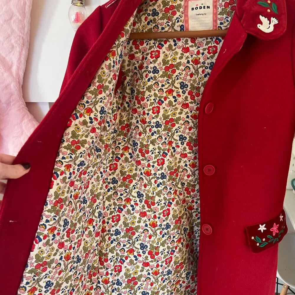 Mini Boden Wool Blend Coat - Size 8-9 Kids - Picture 4 of 5